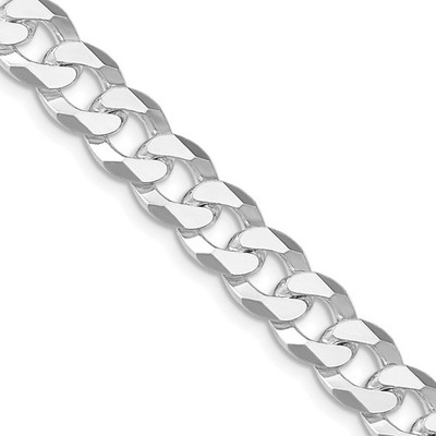 Sterling Silber rhodiniert 8,5 mm abgeschrägte Panzerkette Halskette 26 Zoll