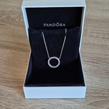 PANDORA Silber Halskette Ankerkette runder Pa...