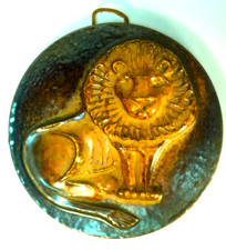 Löwe Raubkatze Wandbehang Relief Dekoration Bild Art Deco Mid Century Vintage