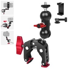 Super Clamp with Dual Ballhead Magic Arm, Aluminum Camera Clamp Mount Kit for...