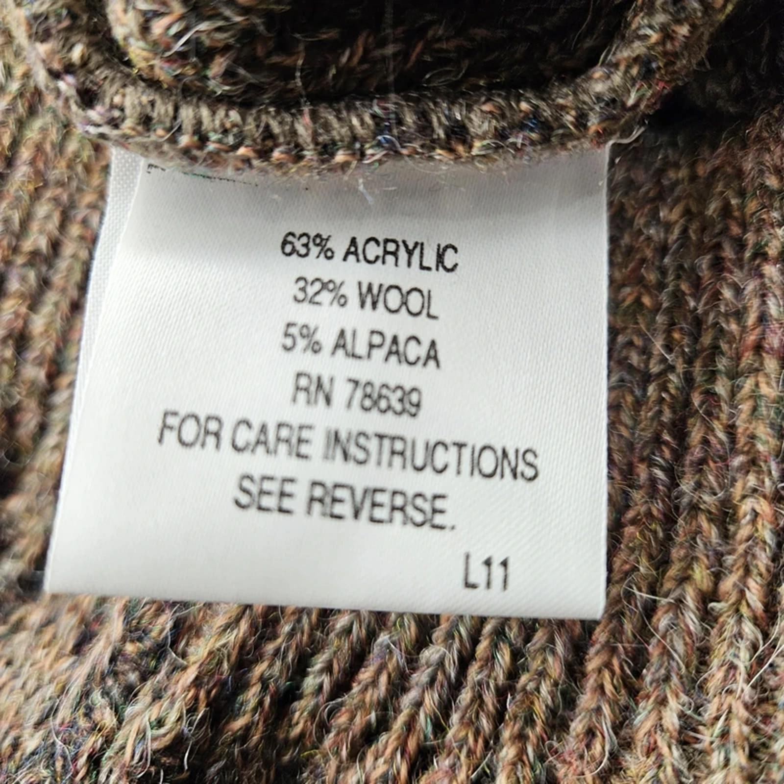 New Gabicci Vintage Knitted Golf V Neck Jumper Brown Alpaca Wool Mix M/L Rare image 2