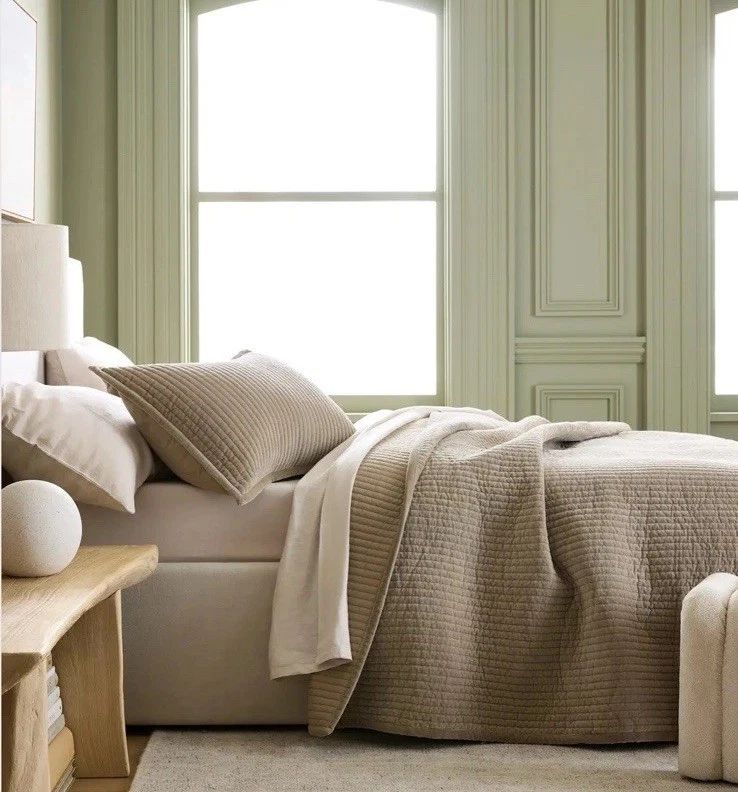 Linda colcha canal veludo algodão marmelo cinza claro tamanho King nova com etiquetas - Imagem 2 de 4