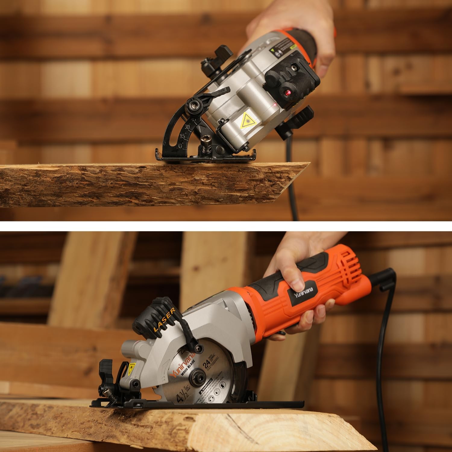 Yunirvana 4Amp 3500RPM Mini Circular Saw with Laser Guide, Vacuum Adapter