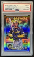 2024 Topps Update Jackson Chourio RC Rainbow Foil Rookie #US155 Brewers PSA 9