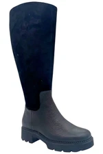 Vionic Womens Fall Brook Wide Calf Tall Boot Leather Black