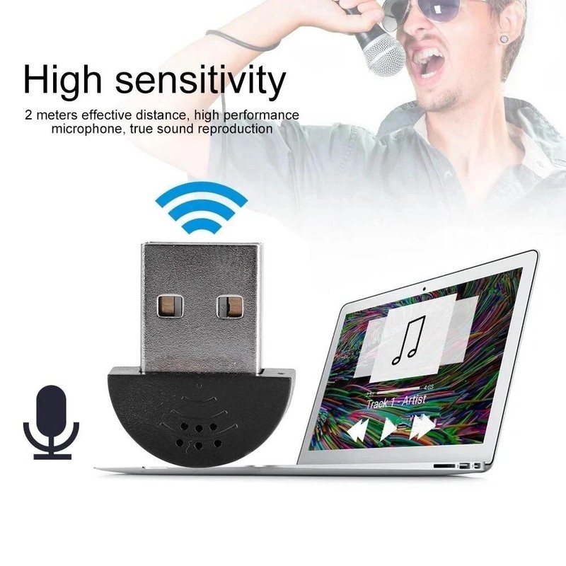 Mini USB 2.0 Microphone Portable Studio Speech Mic Audio Adapter Skype All PC