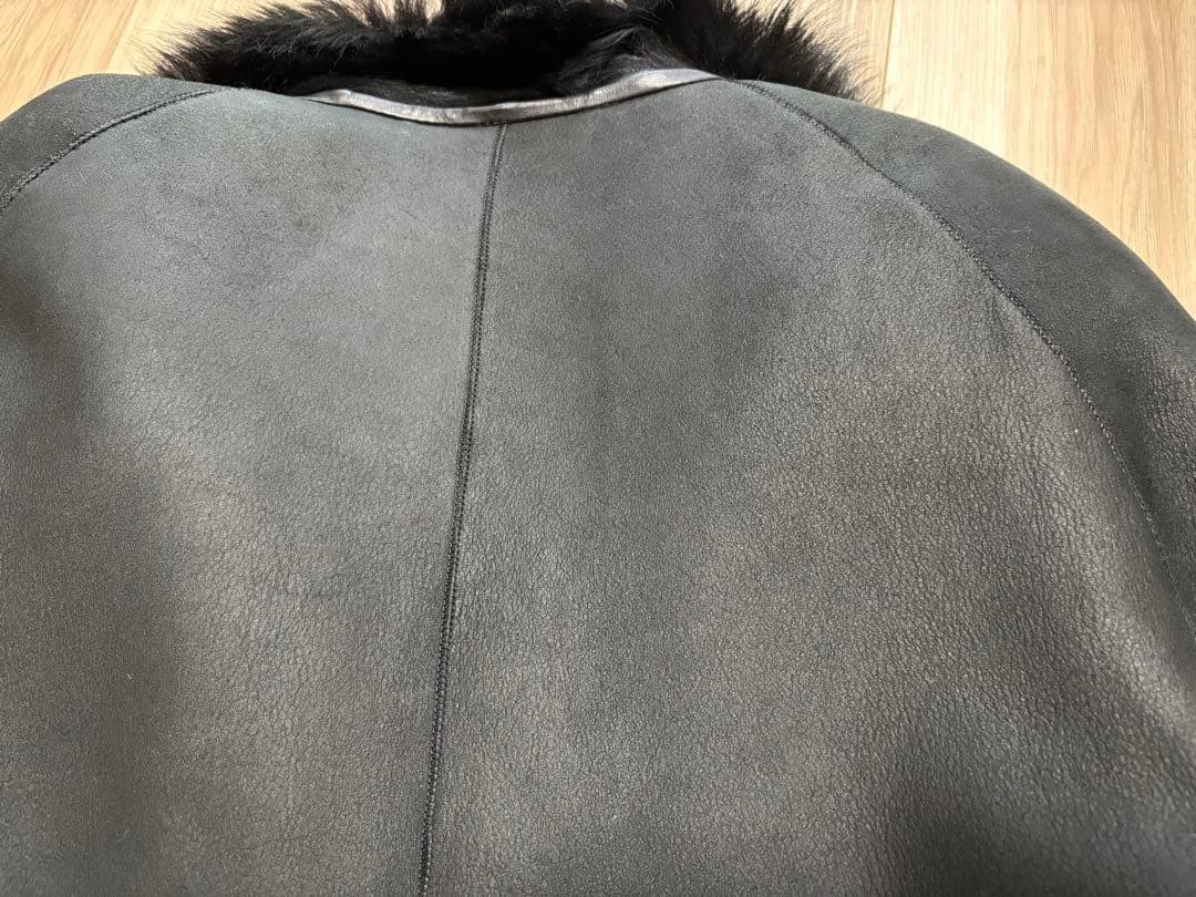 LOEWE black real shearling coat image 7