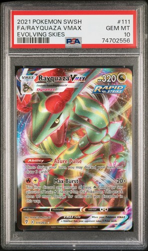 2021 Pokémon Evolving Skies Rayquaza VMAX Full Art #111 PSA 10
