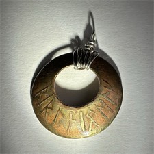 Rúnico Cobre Bronce Plata Amuleto Chamán Círculo Vikingo Metal Dije Colgante Runas
