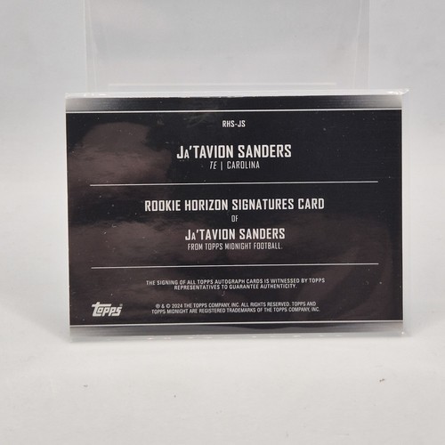 2024 Topps Midnight Football Ja'Tavion Sanders Rookie Horizon Signatures RC /25 - Picture 3 of 3