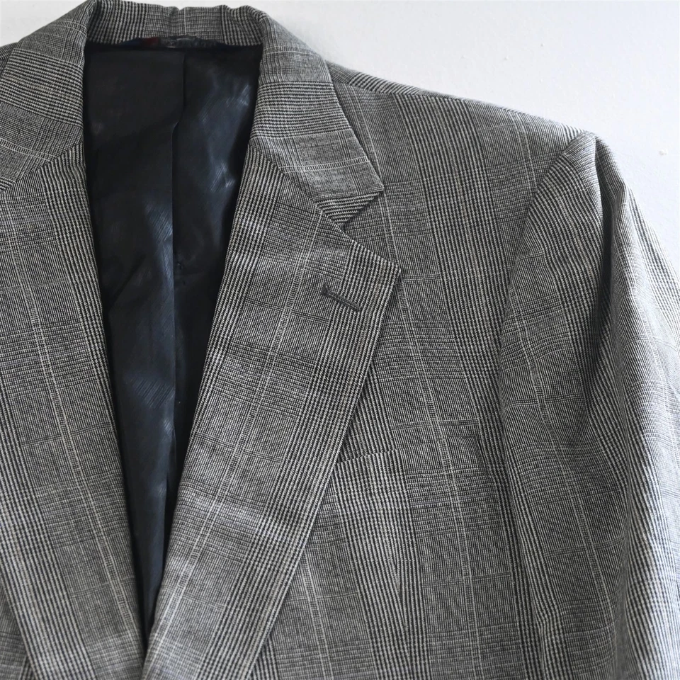 Traje De Colección Hecho en EE. UU. Austin Reed 42L 34x32 Gris Cuadros Glenn 100% Lana Para Hombres Foto 3 de 4