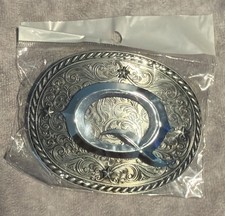 Western Cowboy Cowgirl Initial  Q  Belt Buckle Silver