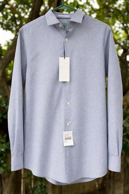 CALIBRATE Men's Longsleeve Grey Spot Pattern Dress Shirt LARGE
