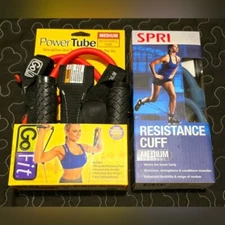 NWT Set of 2 Bundle. Power Tube Go Fit & Resistance Cuff. Medium. Exercise