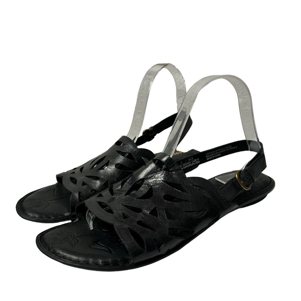 Born handcrafted footwear women's black leather slingback sandals