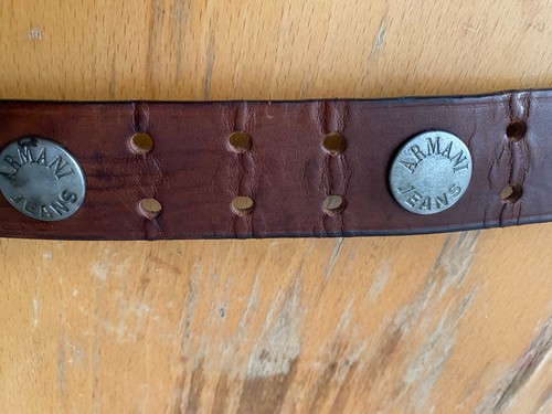 Vintage Distressed Armani Jeans Metal Studded Belt Rare Made In USA - Picture 6 of 12