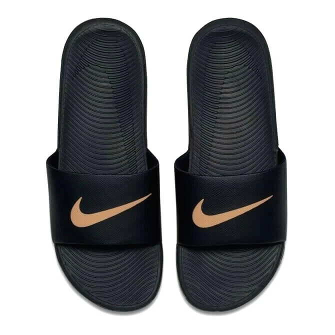 Nike Kawa Solar Soft Slide Slider Slip Pool Junior Womens Black Gold |