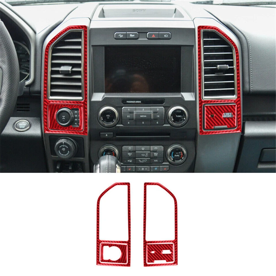 Kit completo de cubierta interior de fibra de carbono roja de 37 piezas para Ford F-150 2015-2017 Foto 3 de 4