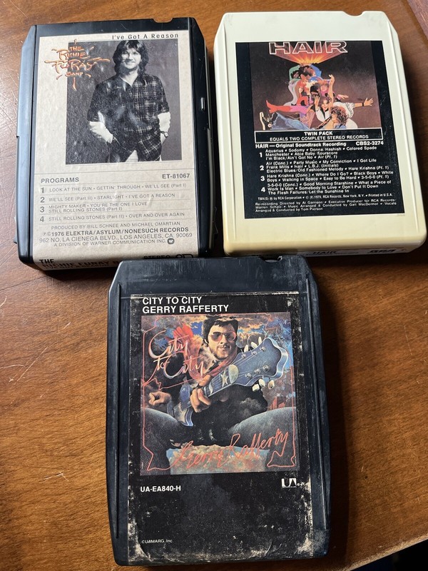 3 Vtg 8-track tapes Richie Furay Band HAIR Sntk Gerry Rafferty City to City 70s