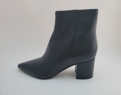 Marc Fisher Black Leather Boots Women's Retire Ankle Booties Block Heel  NWOB