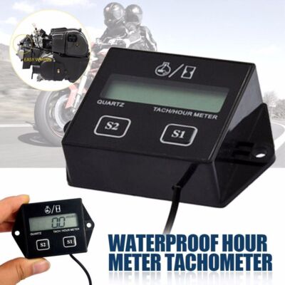 Inductive Backlit Digital Tach Hour Meter for Gasoline Powered Small Engines C#