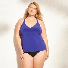 NWT Aqua Green Women's Plus 20W Sapphire Blue Racerback Tankini Top