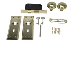 NEW PROSOURCE POLISHED BRASS MORTISE SKELETON DOOR LOCKSET 8946394