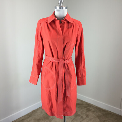 Tocca S 4 Orange Designer Trench coat jacket Excellent Belt Classic Cute wow