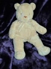 VTG EDEN CREAM IVORY bear white organza bow -14"H top of head to feet; 9" plush