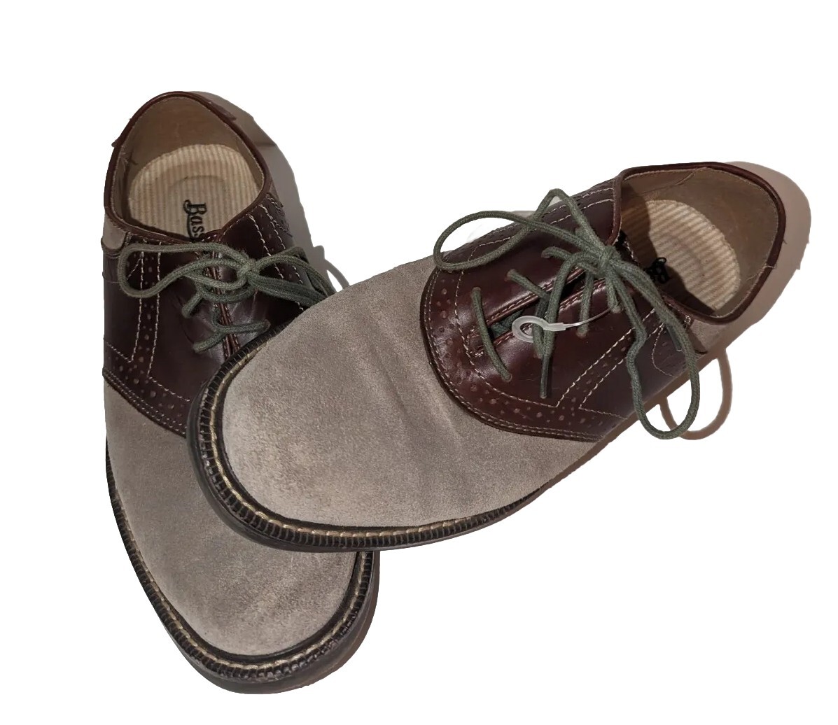 SAOLA Scarpe eleganti Oxford Bass Eugene II beige marrone pelle scamosciata pizzo uomo tg 7 5M