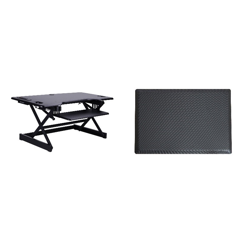 Rocelco 46in Adjustable Standing Desk Converter Anti Fatigue Mat BUNDLE Black-image