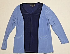Antthony Original Dark & Light Blue Pullover Long Sleeve Shirt Women's PM     I2