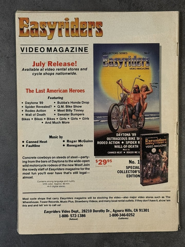 Vintage Easyriders Magazine September 1989 Missing Cover & Centerfold ...