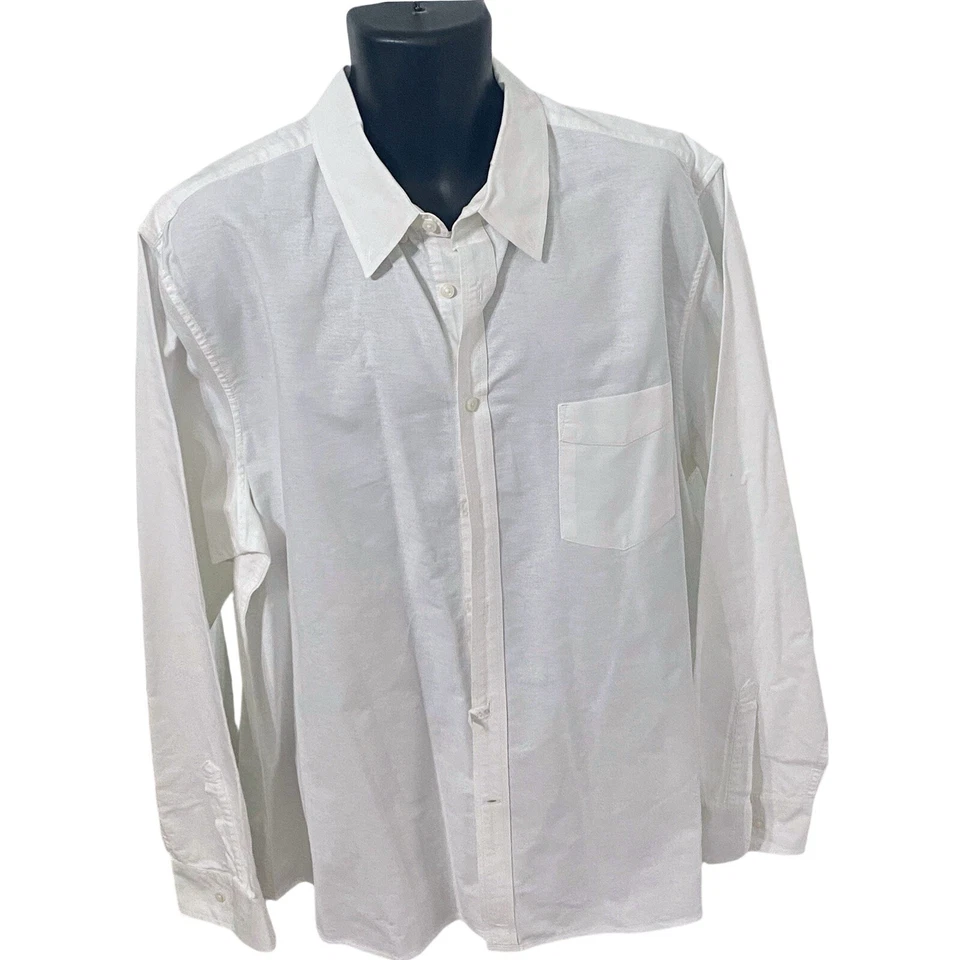 Camisa de vestir Merona para hombre calce a medida manga larga abotonada blanca talla 2XL Foto 3 de 4