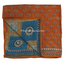 Handmade Baby Quilt, Floral Baby Quilt For Nursery Warm Orange Soft Baby blanket