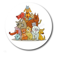 30 Pile of Cats and Dogs Scrapbook Stickers 1.5" Round Envelope Seals Labels