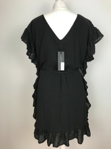 RACHEL ZOE Serafina Black Ruffle Trim Dress Linen/Cotton Blend Size SMALL RP£309 - Picture 10 of 12