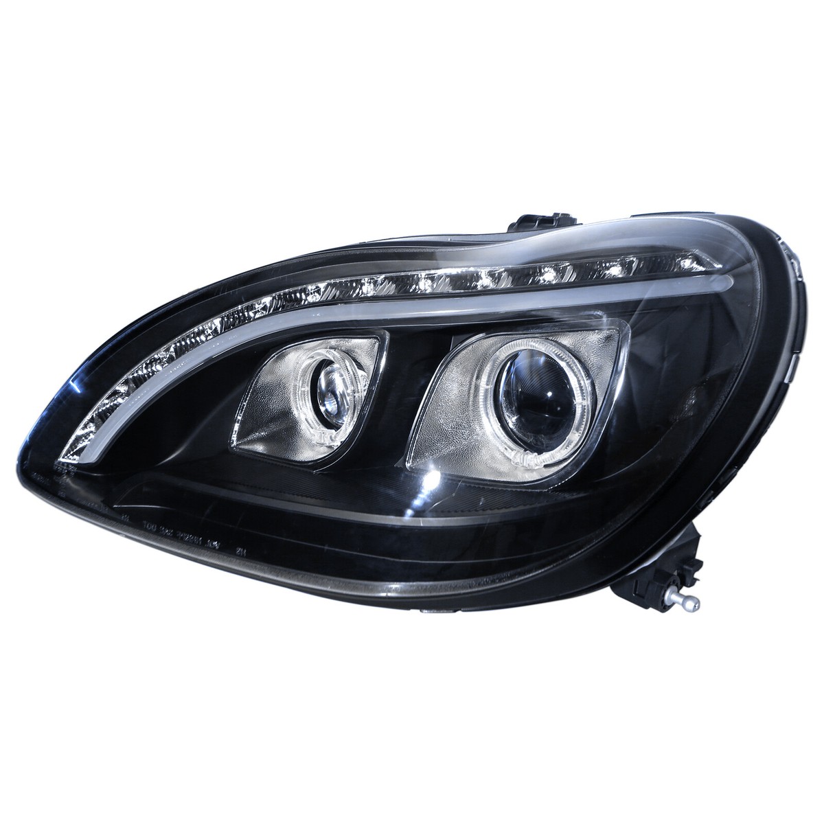 BRIGHTZ Sクラス W220 超鏡面ブラックメッ C 5192 5315 W220 98-05 Guide LED Halo Projector R8Look Headlight Black