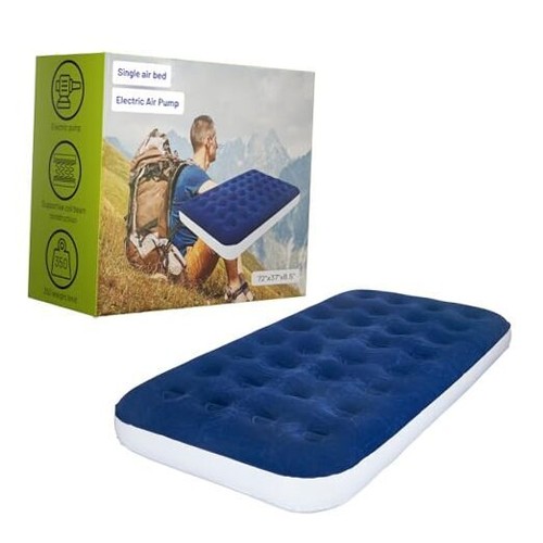 Durable Luxury Inflatable Air Mattress with Comfort Coil Twin Blue 8.5