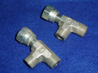 NOS two Parker 4R6MLO-S 4MFFOR-4MFFOR-4FFORX  ORFS/ORFS Swivel Hydraulic Tee