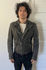 Diesel Mens Dark Charcoal Gray Leather Jacket...
