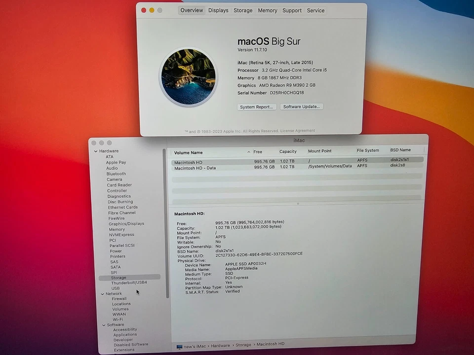 IMAC 27" RETINA 5K LATE 2015 CORE i5 @ 3.2GHz 8GB RAM 1TB SSD MacOs Big Sur - Image 2 of 3