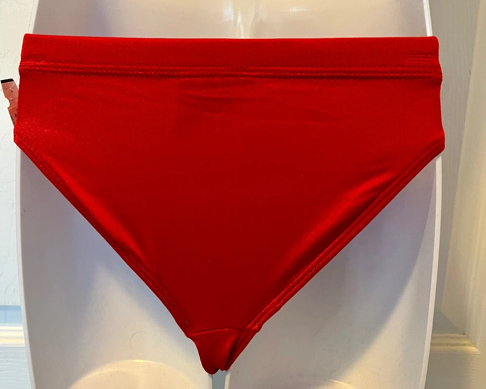 GK NIÑO PEQUEÑO ROJO NAILON/SPANDEX GIMNASTA BAILE ALEGRÍA CORTE PIERNA CALZONCILLO Talla CS ¡NUEVO CON ETIQUETAS! Foto 3 de 4