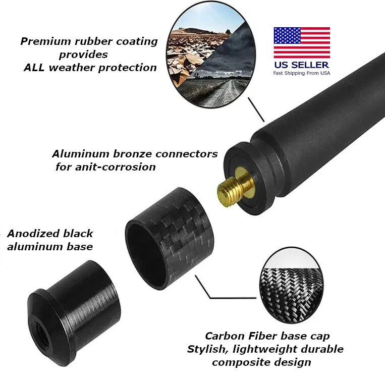 Antena corta de bajo perfil de 7" para modelos Ford F150 y Raptor 2009-2024 Foto 2 de 4