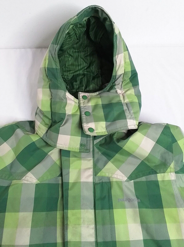 Patagonia Jacket Boy's Large 12 Green Plaid Insulated Zip Off Hood #W3201 - Picture 6 of 22