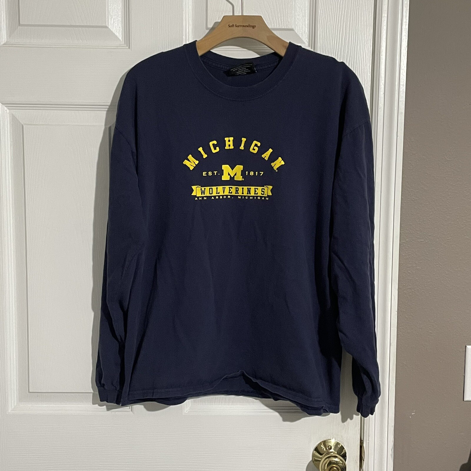Michigan Wolverines T-Shirt Men’s Large Blue Long Sleeve Steve And Barry’s