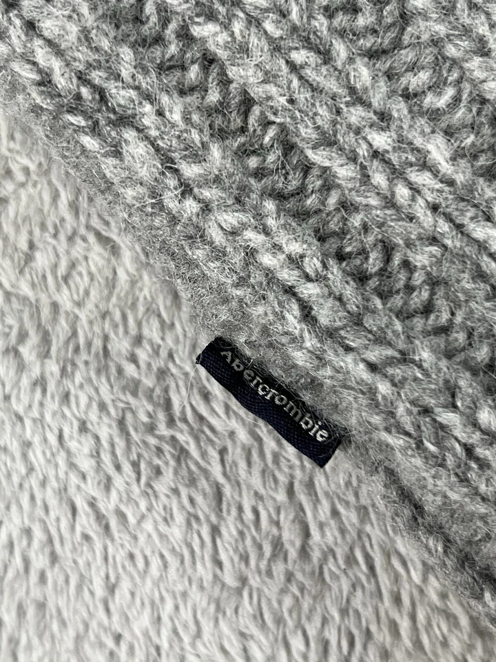 Suéter De Colección Y2K Abercrombie Fitch Niñas L Mezcla de Lana Cable Tejido Recortado Cremallera Completa Foto 3 de 4