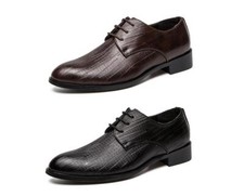 British Mens Lace Up Faux Leather Pointed Toe Formal Business Party Casual Shoes