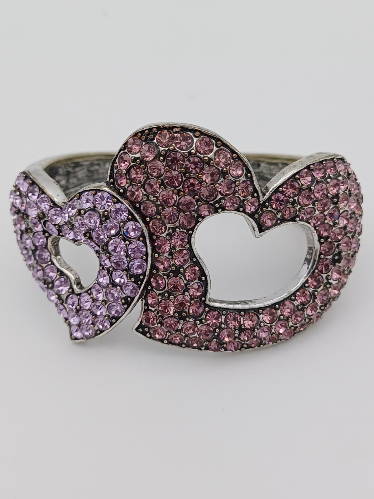 Stunning Statement Pink & Lilac Rhinestone Heart … - image 1