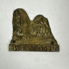 Shih Tzu - Brass Plate with The Inscription 'Welcome' Art Dog Fast Shipping